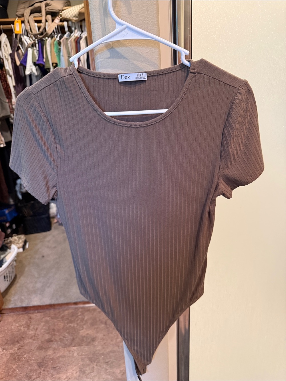 Dex Ribbed Short-Sleeve olive Bodysuit